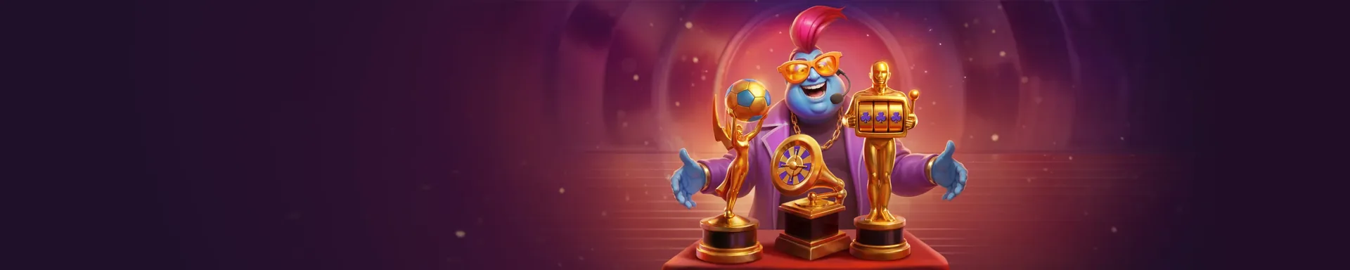 La mascotte de MrPacho avec des trophées, illustrant le bonus de bienvenue